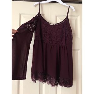 Purple Cold Shoulder Top